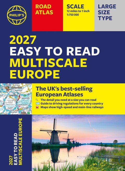 Philip’s 2027 Easy to Read Multiscale Road Atlas of Europe