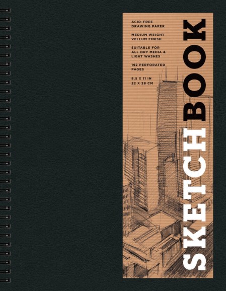 Sketchbook 8.5 x 11″ Black Spiral Hardcover Mixed Media Sketchbook for Drawing